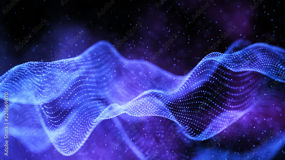 Fototapete Data technology abstract futuristic illustration. Abstract technology background. Network connection. Big data visualization. 4k rendering.