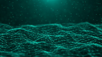 Abstract technology background. Network connection. Big data visualization. 4k rendering.