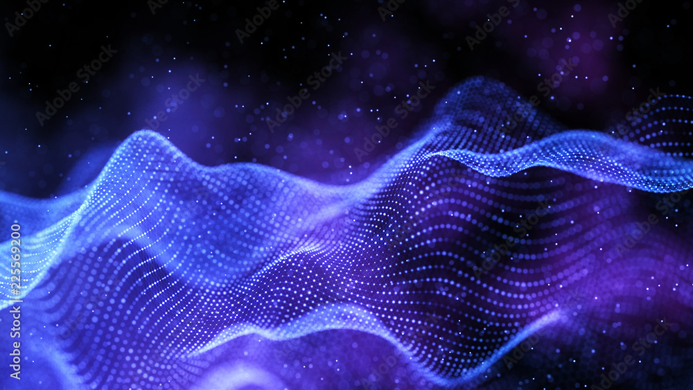 Aufkleber Data technology abstract futuristic illustration. Abstract technology background. Network connection. Big data visualization. 4k rendering.