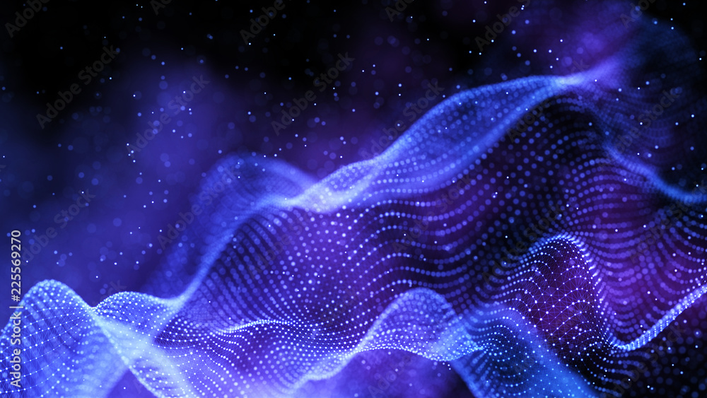 Poster Blockchain technology background. Abstract technology background. Network connection. Big data visualization. 4k rendering.