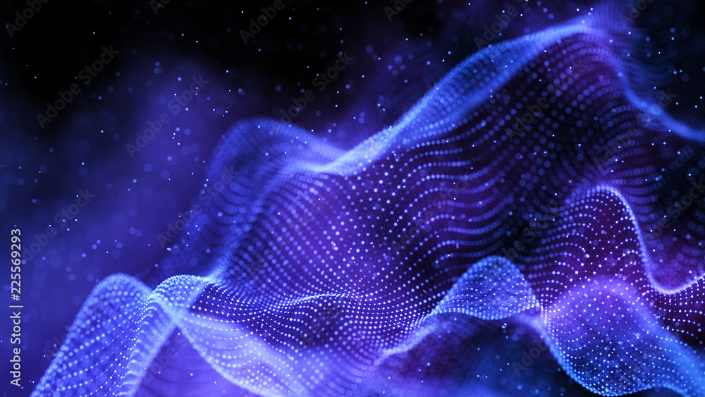 Poster Blockchain technology background. Abstract technology background. Network connection. Big data visualization. 4k rendering.