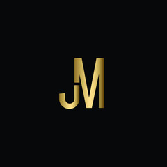 Abstract Minimal Initial Letters JM Logo Design in Black and Gold Color Using Letters J M