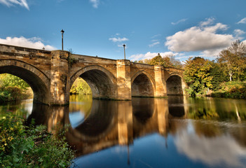 Yarm bridge over River Tees summer blue sky