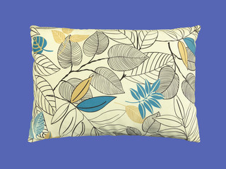 Decorative pillow with plant pattern.