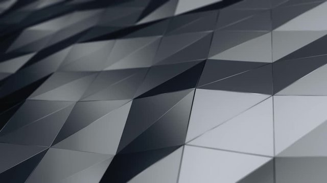 Abstract background with animation of waving smooth polygonal surface from glass, chrome or plastic. Good technological backdrop. Animation of seamless loop. 