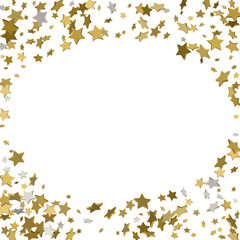 background with shiny gold stars. golden confetti frame