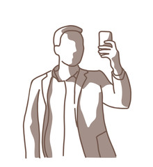 Drawing man self phone shadow