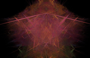 Red fractal glowing lines. Fantasy fractal texture. Digital art. 3D rendering. Computer generated image.