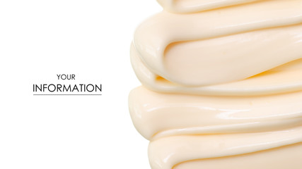 Mayonnaise macro cream pattern on white background isolation