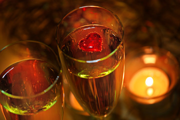 champagne glass heart candle