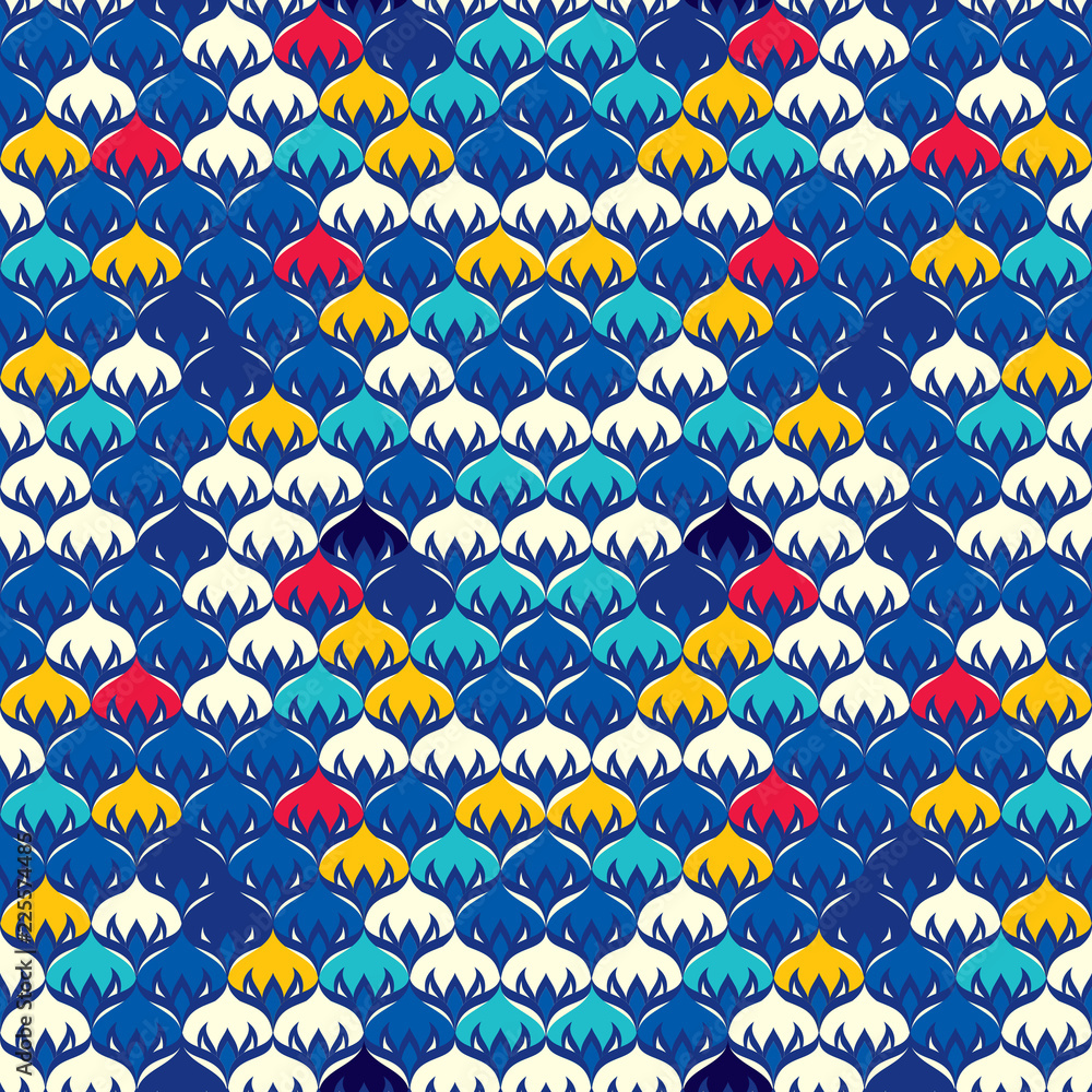 Poster abstract seamless pattern with floral motifs. simple geometric shapes.