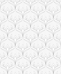 Abstract seamless pattern with floral motifs. Simple geometric shapes.