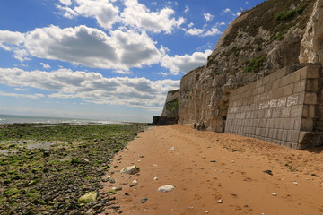 A view of the sandy beach and cliffs at Joss Bay in Kent