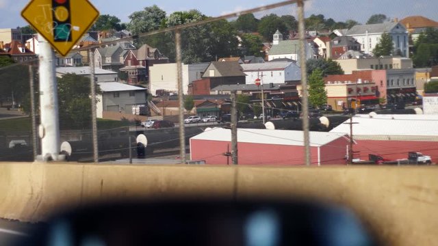 Train passing under the tarentum bridge