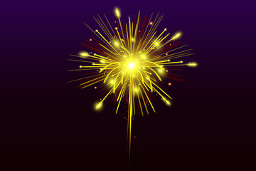 Festive fireworks on black background. Vector realistic fireworks illustration. New Year Christmas firework.
