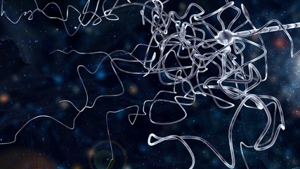 conceptual image with neuron cell in abstract space