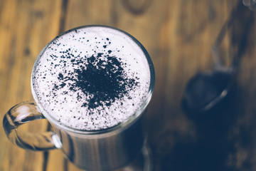 BLACK GOTH/GOTHIC CHARCOAL LATTE. Autumn Halloween coffee drink
