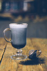 BLACK GOTH/GOTHIC CHARCOAL LATTE. Autumn Halloween coffee drink