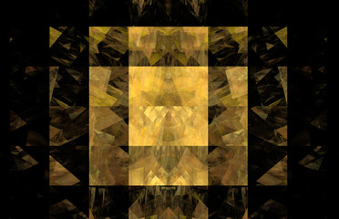 Yellow tile fractal background. Fantasy fractal texture. Digital art. 3D rendering. Computer generated image.