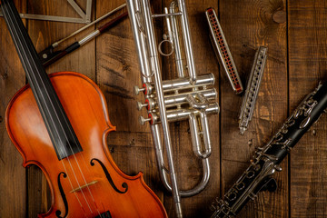 instrument in wood background