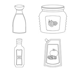Vector illustration of can and food logo. Set of can and package vector icon for stock.