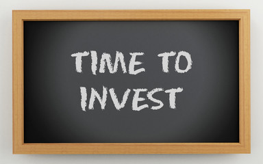 3d chalkboard with time to invest text