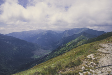 Fototapeta na wymiar Summer Tatra Mountain, Poland, view from Kasprowy Wierch to Poland
