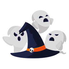 witch hat halloween with ghost