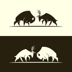 Deer and buffalo bull cut out silhouette © Gala Che