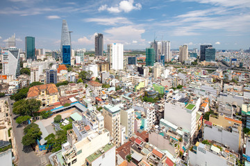 Fototapeta na wymiar Aerial view over Ho Chi Minh City