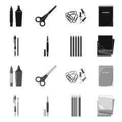 Vector design of office and supply logo. Collection of office and school stock vector illustration.