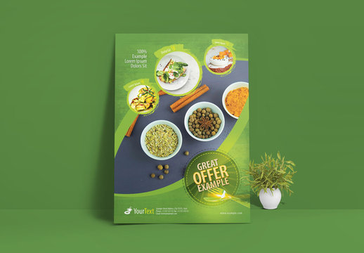 Food Flyer Layout with Circular Photo Elements