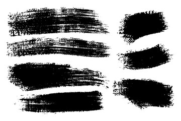 Vector set of hand drawn brush strokes, stains for backdrops. Monochrome design elements set. One color monochrome artistic hand drawn backgrounds.