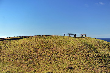 Easter Island. The picturesque coast of the Pacific Ocean.