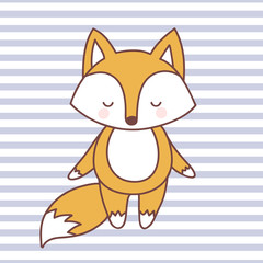 vector illustration redhead fox on striped background