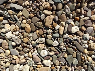 Rheinkies,Kieselsteine bzw Gartendeko von oben fotografiert