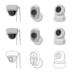 Isolated object of cctv and camera icon. Collection of cctv and system stock vector illustration.