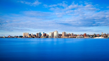 View of downtown Halifax with the waterfront and the Purdy's Wharf. Halifax, Nova Scotia, Canada. - obrazy, fototapety, plakaty