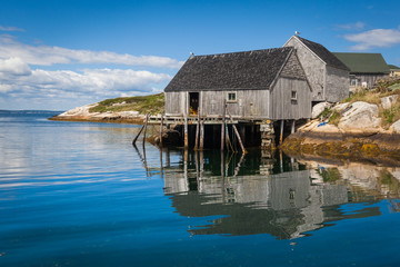 Summer view of fishermen houses at Peggy's Cove, Nova Scotia, Canada