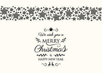 Christmas greeting card with text and decorations. Vector.