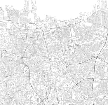 Cartina satellitare di Jakarta, Indonesia, strade e vie della città. Stradario e mappa del centro urbano