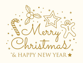 Concept of Christmas background with ornaments and wishes. Vector.