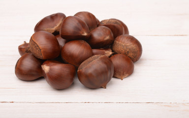 Pile of of fresh chestnuts