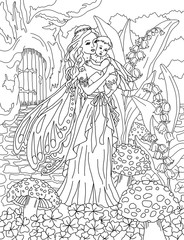 Fototapeta na wymiar Coloring page The Fairy