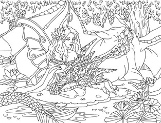 Naklejka premium Coloring page The Fairy