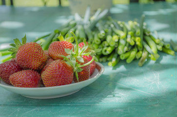 ripe strawberry on the table