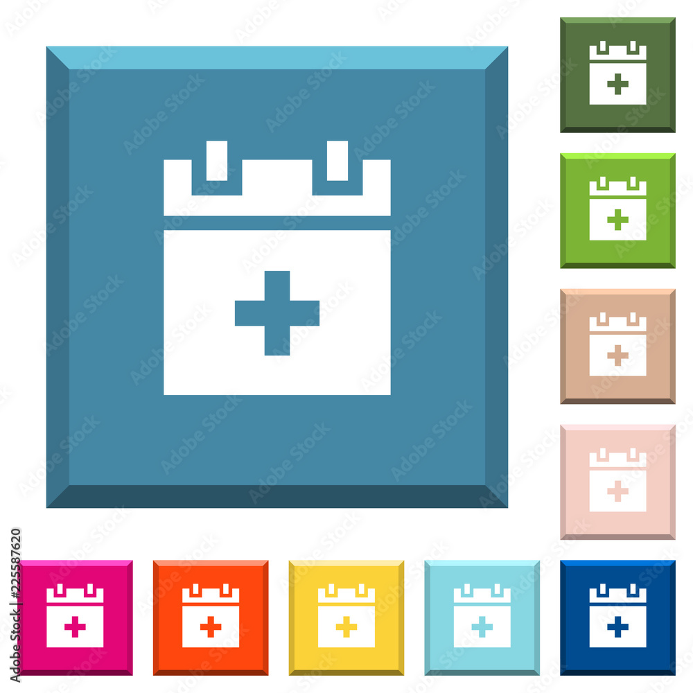 Poster add new schedule item white icons on edged square buttons