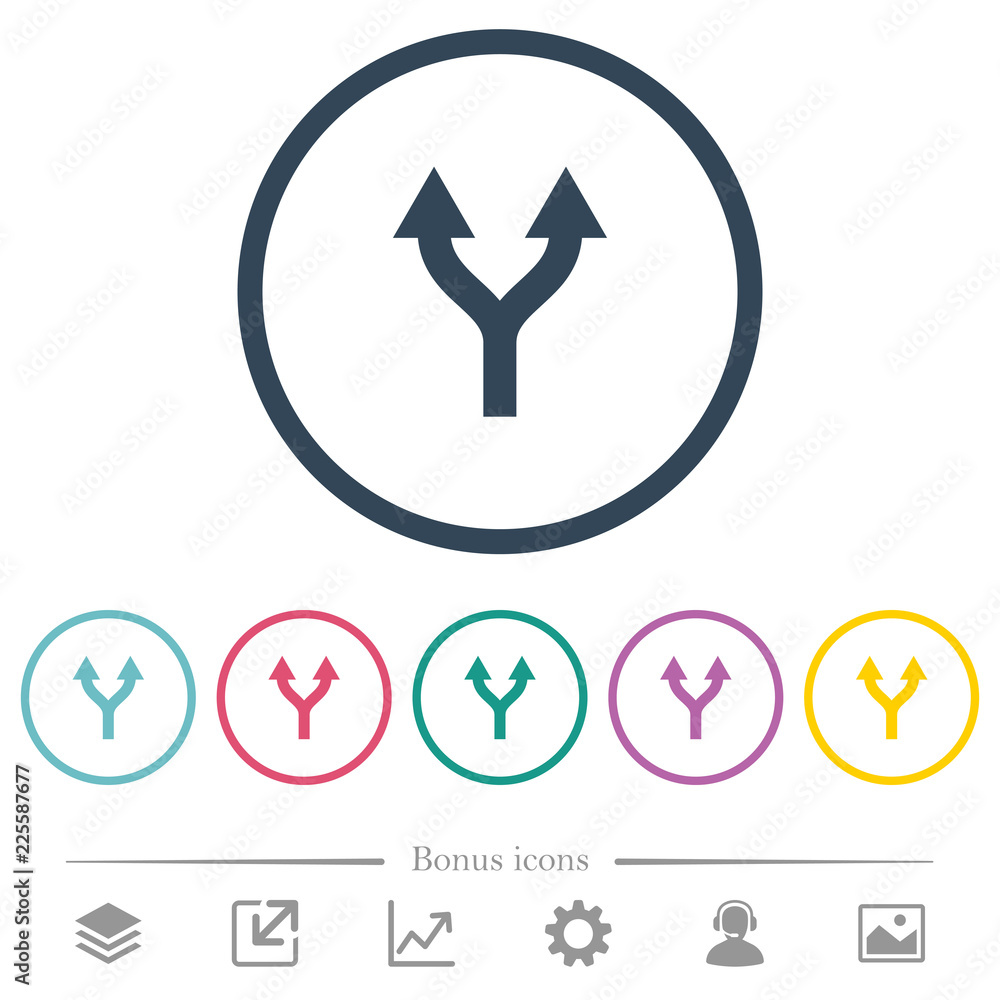 Poster split arrows up flat color icons in round outlines
