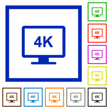 4K display flat framed icons