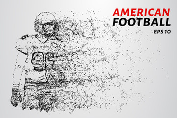 Fototapeta na wymiar American football made up of particles. American football consists of dots and circles.